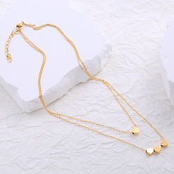 Золотой Минималистичные двухслойные ожерелья из нержавеющей стали с подвеской в форме сердца для женщин, золотые