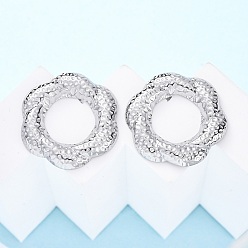 Нержавеющая Сталь Цвет 304 серьги-гвоздики из нержавеющей стали для женщин, цветок, цвет нержавеющей стали, 29.5x28 мм