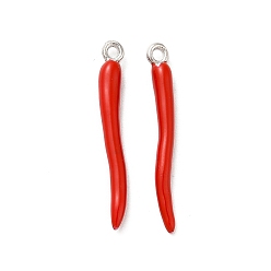 Красный Подвески из эмали и сплава, без кадмия и без свинца, рог изобилия / итальянский рог корничелло, платина, красные, 25x3x3 мм, отверстие : 1.5 мм