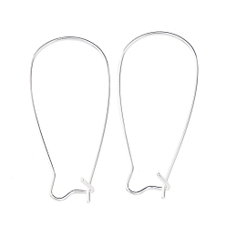 Серебро Латунные серьги-кольца серьги почек, без свинца и без кадмия, серебряный цвет гальваническим, 20~21 датчик, 33x14x0.7~0.8 мм