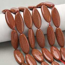 Камень с Пылевым Золотом Синтетические голдстоуновские бисер пряди, лошадиный глаз , 29~30x12~12.5x5.5~6.5 мм, отверстие : 0.7~1 мм, около 13 шт / нитка, 14.96 дюйм (38 см)