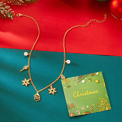 Santa Claus Ожерелья-нагрудники из сплава с круглой имитацией жемчуга на рождественскую тематику, золотые, белые, Дед Мороз, 15.75 дюйм (40 см), Кулон : 20 мм