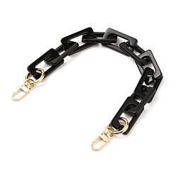 Black Acrylic Cable Chains Bag Straps, with Alloy Swivel Clasps & Spring Gate Ring, for Replacement Shoulder Bag Accessories, Black, 15.55 inch(39.5cm)