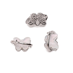 Бабочка Стеклянные подвески, со сплавочной фурнитурой, платина, туманная роза, бабочка, 8x14 мм