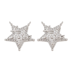 Платина Латунные микро проложить кубического циркония подвески, звезды прелести, платина, 25x26.5x4.5 мм, отверстие : 1 мм