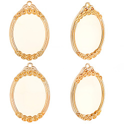 Настоящее золото 14K 4шт. латунные подвески-кабошоны, долговечная тарелка, овальные, реальный 14 k позолоченный, лоток : 25.5 мм, 36.5x25x3 мм, отверстие : 1.6 мм
