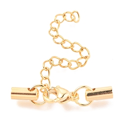 Золотой 304 удлинитель бордюрной цепи из нержавеющей стали, с концами шнура и защелками лобстера, золотые, 29 мм, удлинитель пучка: 50 мм, шириной 3 мм , застежки: 10x6x3 мм, мозг заканчивается: 8x3.5 мм, 3.5 мм внутренним диаметром