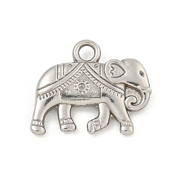 Нержавеющая Сталь Цвет Не тускнеющие 304 подвески из нержавеющей стали, очарование слона, цвет нержавеющей стали, 15x18.5x3 мм, отверстие : 2 мм