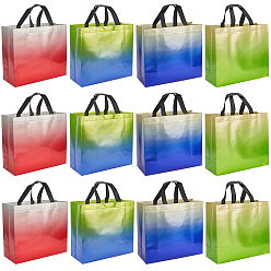 (52) Непрозрачная лаванда 12шт 4цвета нетканые многоразовые складные подарочные пакеты с ручкой, портативная водонепроницаемая сумка для покупок для упаковки подарков, прямоугольные, разноцветные, 35x32.5x0.2 см, 3 шт / цвет
