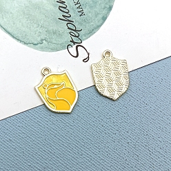 Лев Подвески из эмали и сплава, золотые, щит очарование, лев, 24x16 мм