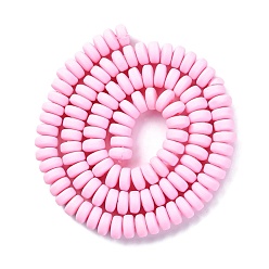 Pearl Pink Handmade Polymer Clay Beads Strands, for DIY Jewelry Crafts Supplies, Flat Round, Pearl Pink, 6~7x3mm, Hole: 1.5mm, about 113~116pcs/strand, 15.55 inch~16.14 inch(39.5~41cm)