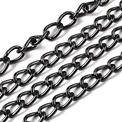 Черный Цвет Металла Алюминиевые скрученные бордюрный цепи, цепи с алмазной огранкой, несварные, граненые, металлический черный , 10x6.5x1.8 мм