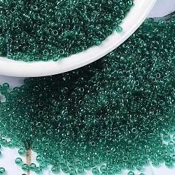 (RR147) Transparent Emerald Миюки круглые бусины рокайль, японский бисер, 15/0, (rr 147) прозрачный изумруд, 1.5 мм, отверстие : 0.7 мм, Около 5555 шт / 10 г