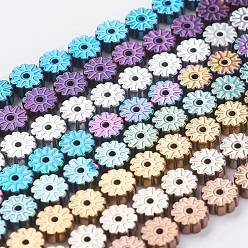 Mixed Color PVD Vacuum Plating Electroplate Non-magnetic Synthetic Hematite Beads Strands, Grade A, Snowflake, Mixed Color, 6x2.5~3mm, Hole: 1mm, about 66pcs/strand, 15.7 inch(40cm)