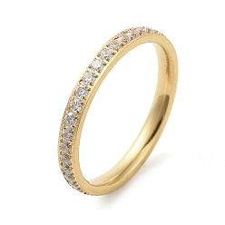 Настоящее золото 18K Ионное покрытие (ip) 304 кольца из нержавеющей стали, с кубического циркония, реальный 18 k позолоченный, 2.3 мм, размер США 7 (17.3 мм)