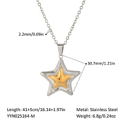 Золотой & Цвет Нержавеющей Стали 304 Женские подвески-звезды из нержавеющей стали, золотые и нержавеющая сталь цвет, 16.14 дюйм (41 см)