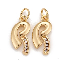 Letter R Подвески из экологически чистой латуни с микропаве из прозрачного кубического циркония, долговечный, реальный 18 k позолоченный, без кадмия, без никеля и без свинца, буква r, 16x8x2.5 мм, отверстие : 3.5 мм