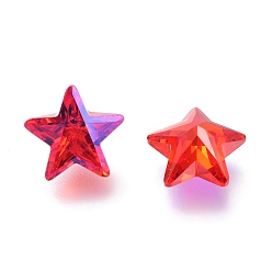 Light Siam SI Кубического циркония указал назад кабошоны, граненые звезды, свет Сиам Си, 10x10.5x6 мм