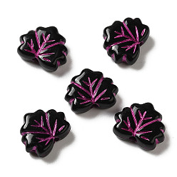 Black Opaque Acrylic Beads, Leaf, Black, 10x13x4mm, Hole: 1.8mm, about: 1180pcs/500g