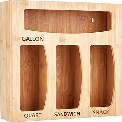 Navajo White Rectangle Bamboo Bag Organizer, with 4 Grids, Navajo White, 305x320x76mm