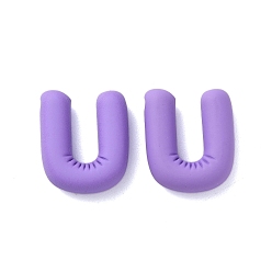 Letter U Акриловые подвески краскораспылительные, прорезиненный стиль, фиолетовые, Буква U, 19x16x6 мм, отверстие : 1.5 мм