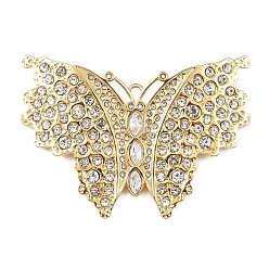 Кристалл 304 подвески из нержавеющей стали со стразами, прелести мотылька, вакуумное покрытие pvd, реальный 18 k позолоченный, кристалл, 43x58x4 мм, отверстие : 2.5x2 мм