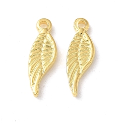 Настоящее золото 18K 304 подвески из нержавеющей стали, ионное покрытие (ip), крыло, реальный 18 k позолоченный, 19.5x6x1.5 мм, отверстие : 1.8 мм