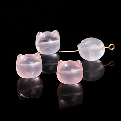 Cat Shape Природного розового кварца бусы, форма кошки, 13x12 мм