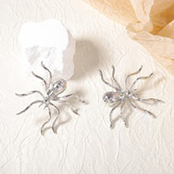 Платина Серьги сплава горный хрусталь, паук, платина, 69x68.5 мм