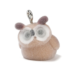 Сова Подвески из непрозрачной смолы с рисунком животных, с железной платиной петлей, сова, 17.5x15.5x15 мм, отверстие : 2 мм