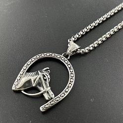 Нержавеющая Сталь Цвет Винтаж 304 подвеска из нержавеющей стали в виде лошадиной головы в стиле панк-стрит, цвет нержавеющей стали