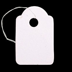 Blanc Présentoir de bijoux, vitrines de bijoux étiquettes de prix du papier, avec cordon de coton, blanc, 20x13x0.2mm, trou: 3 mm, 500 PCs / sac