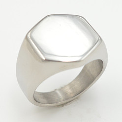 Нержавеющая Сталь Цвет 304 палец кольца из нержавеющей стали, шестиугольник, цвет нержавеющей стали, размер США 10 (19.8 мм)