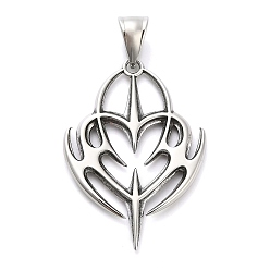 Античное Серебро 316 хирургические подвески из нержавеющей стали, сердце, античное серебро, 40x28x2.5 мм, отверстие : 9x4.5 мм