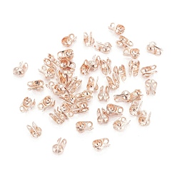 Rose Gold Iron Bead Tips, Calotte Ends, Cadmium Free & Lead Free, Clamshell Knot Cover, Rose Gold, 6x3.5mm, Hole: 1mm, 2.4mm inner diameter