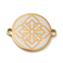 Золотой Ионное покрытие (ip) 304 подвески из нержавеющей стали, плоские круглые звенья с цветочным узором, золотые, 16x20x1.5 мм, отверстие : 1.6 мм