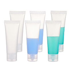 White PE Plastic Refillable Flip Top Cap Bottles, with PP Plastic Lids, Travel Portable Squeeze Makeup Hoses, Facial Cleanser Tube, Face Cream Container, White, 11.6x2.9cm, Capacity: 50ml