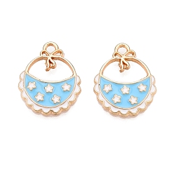 Светло-Голубой Стойки обшивки сплава эмали подвески, без кадмия, без никеля и без свинца, золотой свет, нагрудник с подвеской в виде звезды, Небесно-голубой, 20x16x2.5 мм, отверстие : 2 мм