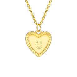 Letter C Золотистый тон латунный кабель цепочка буква сердце кулон ожерелья для женщин, буква С, 15.75 дюйм (40 см)