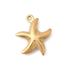 Морская звезда Подвески из нержавеющей стали 304, реальный 18 k позолоченный, ионное покрытие (ip), долговечный, очарование морской звезды, 15.5x14x3.5 мм, отверстие : 1 мм