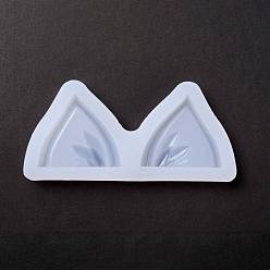 White DIY Cat's Ear Cabochon Silicone Molds, Resin Casting Molds, for UV Resin & Epoxy Resin Jewelry Making, White, 118x55x11mm, Inner Diameter: 41x47mm
