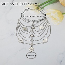 Платина Браслеты на ногу с многослойной цепочкой и диском из сплава для женщин, платина, 7-7/8 дюйм (200 мм)