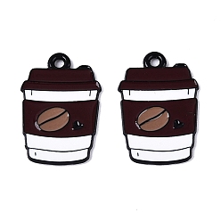 Кокосово-Коричневый Подвески из эмалевого сплава с краской для выпечки, амулеты чашка кофе, чёрные, кокосового коричневый, 22.5x15x1 мм, отверстие : 1.6 мм