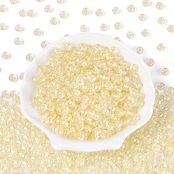 Светло-хаки Внутренние цвета прозрачные стеклянные бусины, рондель, светлый хаки, 6x4 мм, отверстие : 2 мм, Около 2000 шт / 450 г