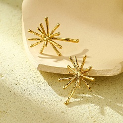Золотой 304 женские серьги-гвоздики в виде снежинок из нержавеющей стали, золотые, 35.5x25.5 мм
