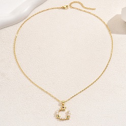 Разноцветный Женские ожерелья с подвесками в виде звезд из латуни с микропаве из кубических цирконий и искусственного жемчуга, золотые, красочный, 17.72 дюйм (45 см), звезды: 21x19 mm