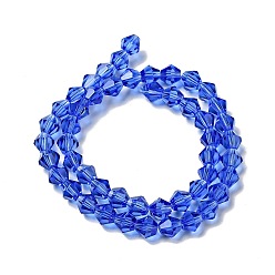 Blue Imitation Austrian Crystal 5301 Bicone Beads, Faceted Glass Beads Strands, Blue, 6x6mm, Hole: 1.2mm, about 47~48pcs/strand, 10.24 inch~10.43 inch(26~26.5cm)