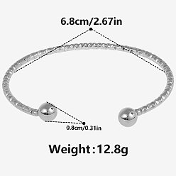 Нержавеющая Сталь Цвет 304 из нержавеющей стали манжеты браслеты, браслеты с крутящим моментом для женщин, цвет нержавеющей стали, внутренний диаметр: 2-5/8 дюйм (6.8 см)