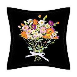 Желто-Зеленый Наборы для вышивания подушек с цветочным узором своими руками, включая наволочку, нитки и игла для вышивания, желто-зеленый, 450x450 мм