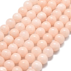 Pink Натуральный Malaysia нефритовые бусы пряди, окрашенная и подогревом, круглые, розовые, 8~8.5 мм, отверстие : 1.2 мм, около 48 шт / нитка, 14.96 дюйм (38 см)